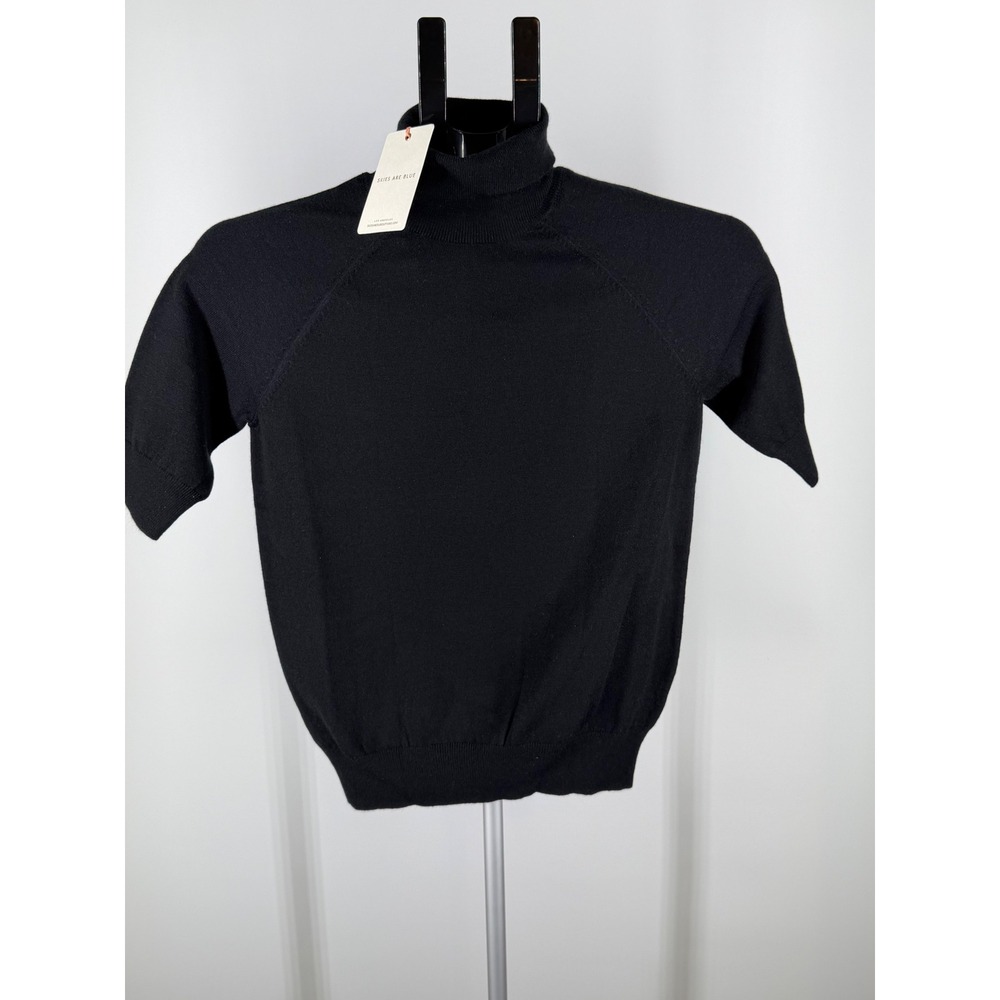 Skies Are Blue Womens Black Short Sleeve Turtleneck Sweater XS NWT